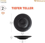 Wilmax Tiefer Teller 25,5 cm 350 ml 2er-Set Schwarz aus Porzellan