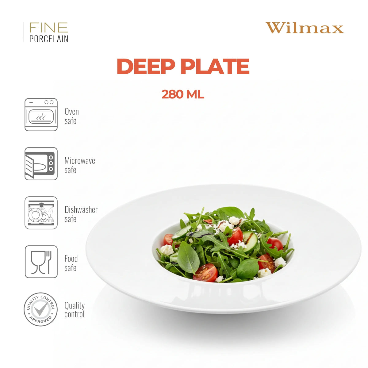 Wilmax Tiefer Teller 28 cm Weiß aus Porzellan