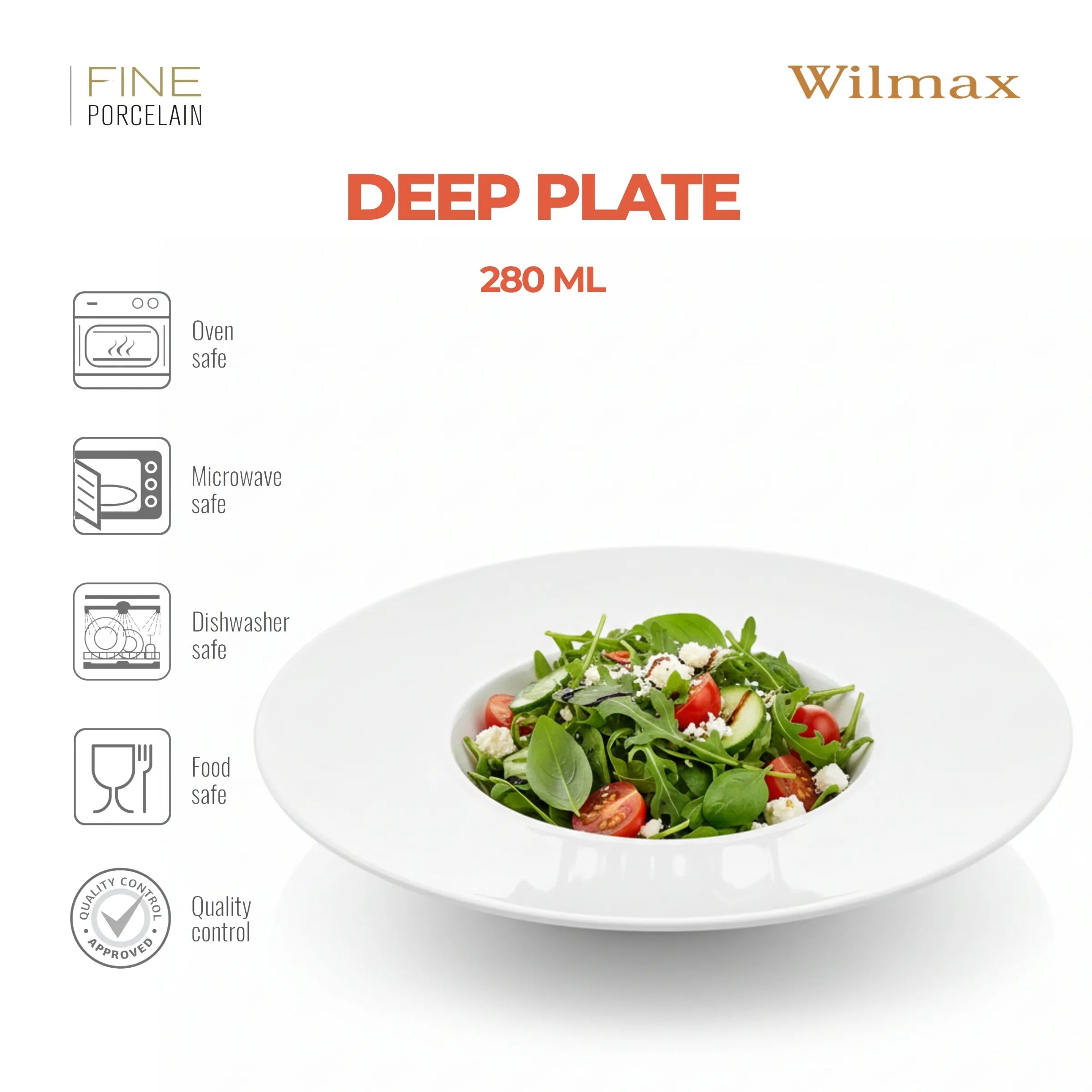 Wilmax Tiefer Teller 28 cm Weiß aus Porzellan