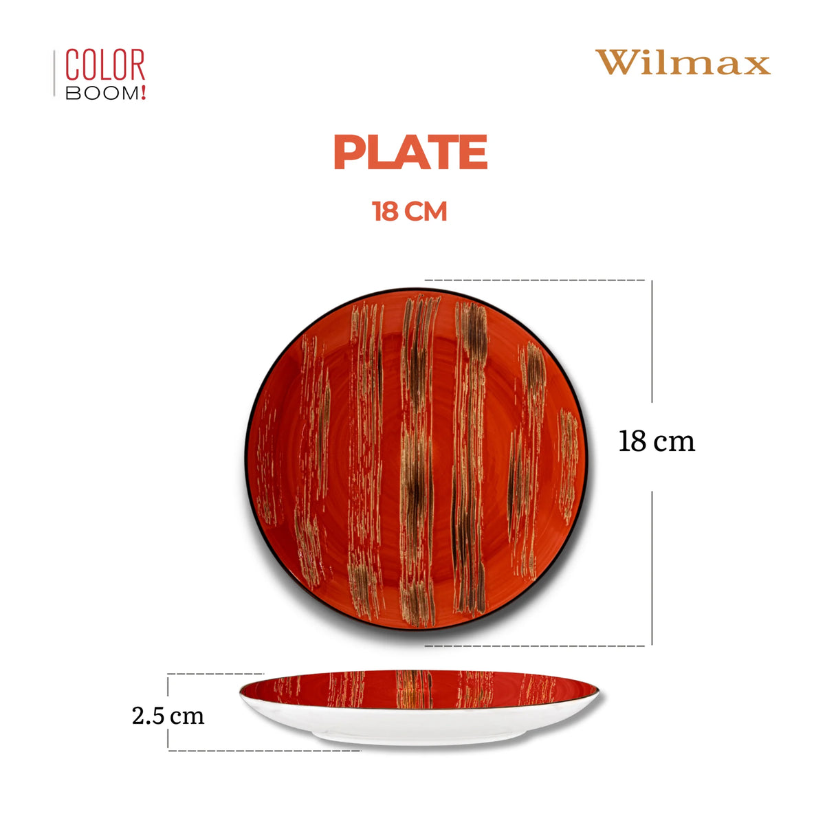 Wilmax Teller 18 cm 6er-Set Rot aus Porzellan