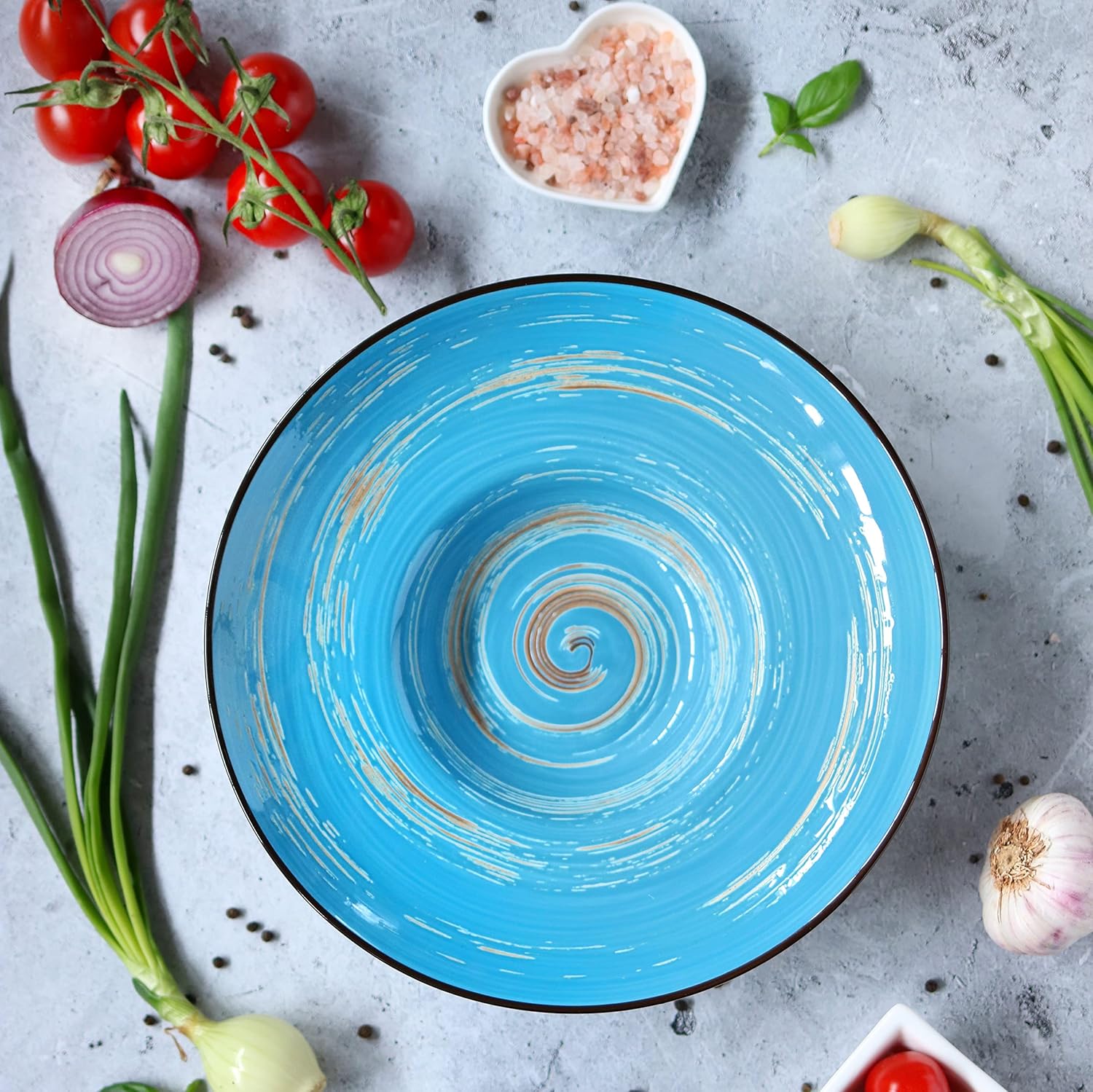 Wilmax Tiefer Teller 24 cm 200 ml Blau aus Porzellan