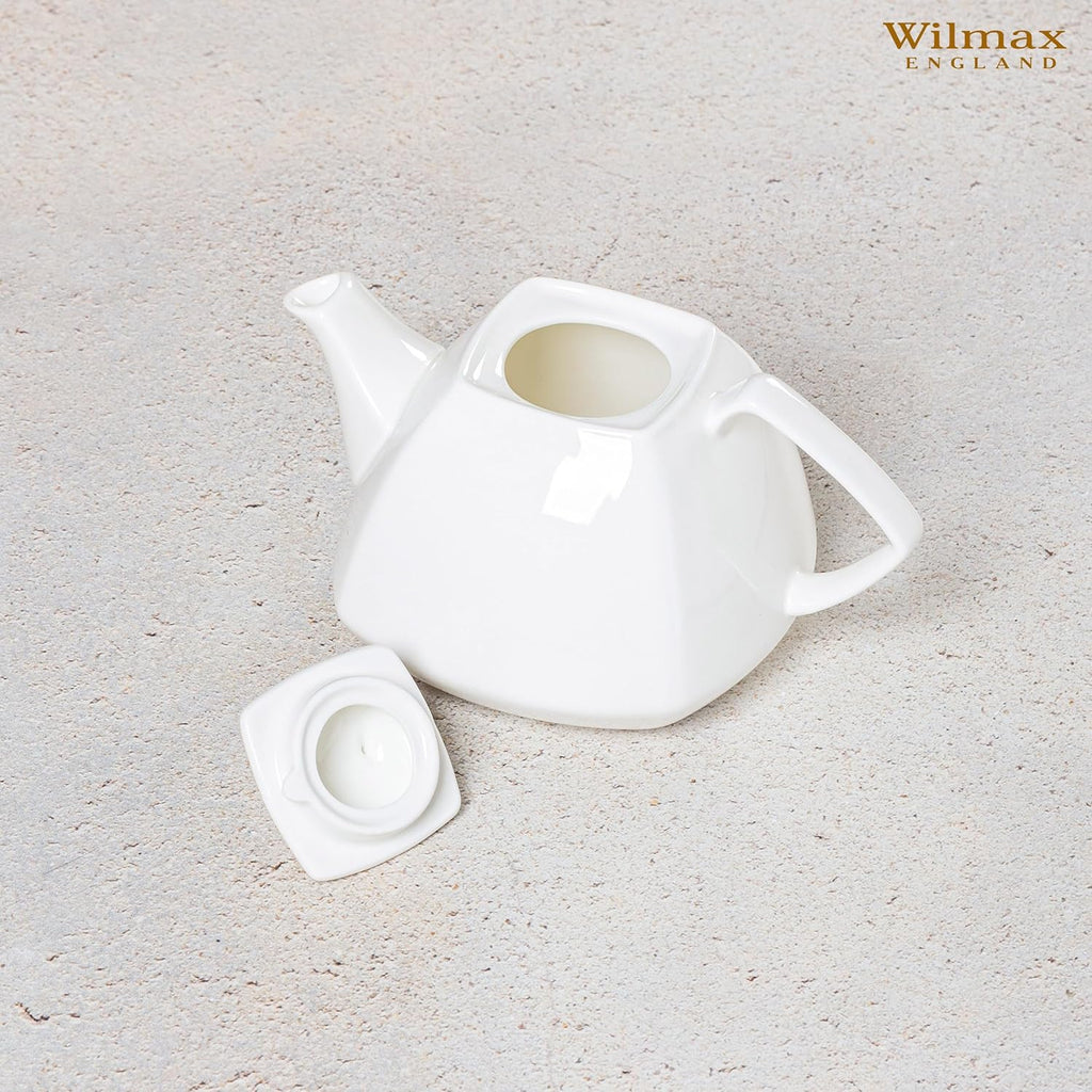 Wilmax Kaffee- und Teekanne mit integriertem Ausgusssieb 1050 ml Weiß aus Porzellan