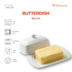 Wilmax Butterdose mit Deckel 18,5 × 12,5 × 7,5 cm Weiß aus Porzellan