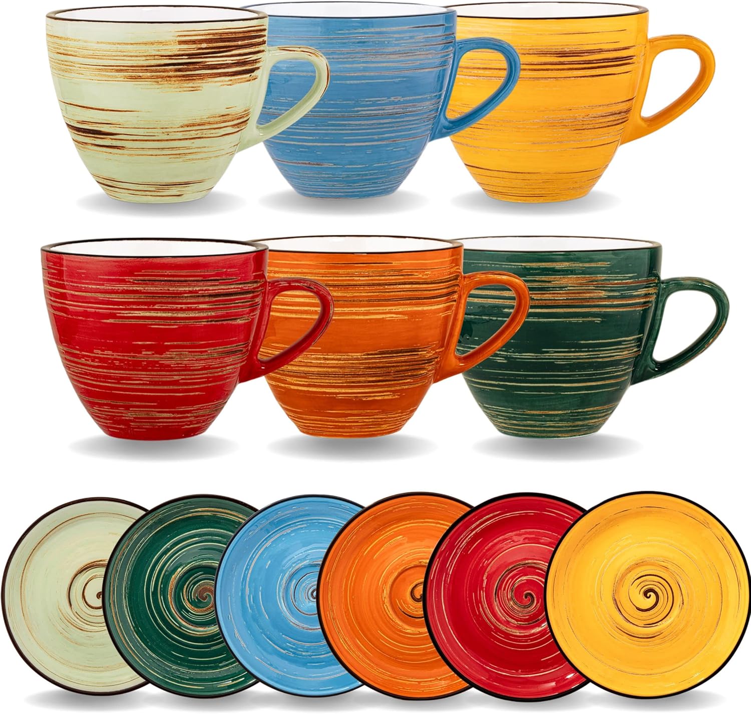 Wilmax Tasse-Untertasse 300 ml Porzellan Mixed 6er Set WL-669MIX36
