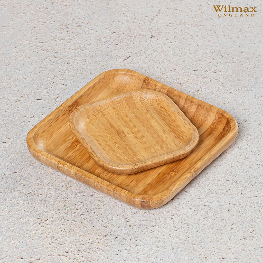 Wilmax Quadratischer Teller 10 × 10 cm Natur aus Bambus