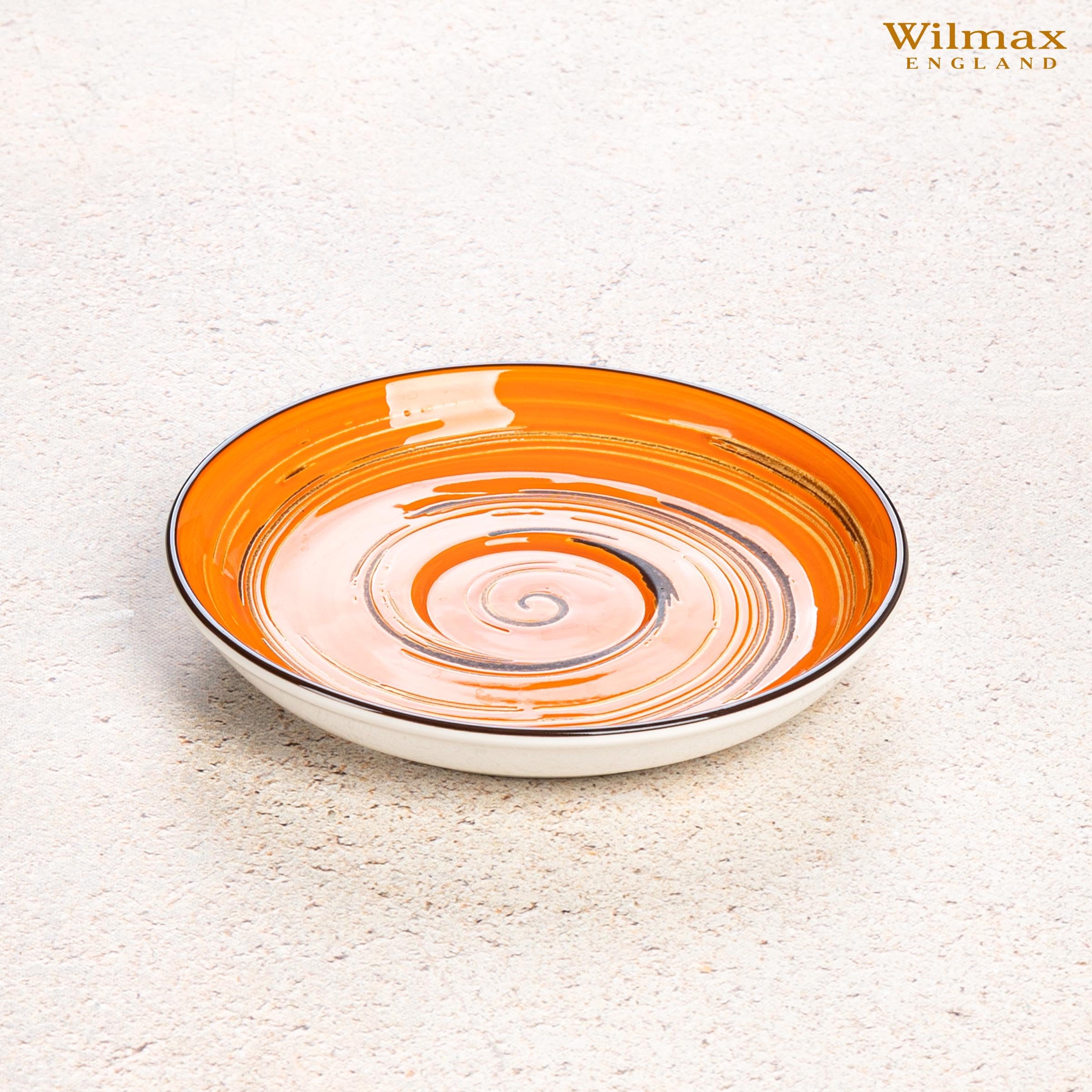 Wilmax WL-669336/B Porzellan Untertasse, Orange, 15cm Durchmesser