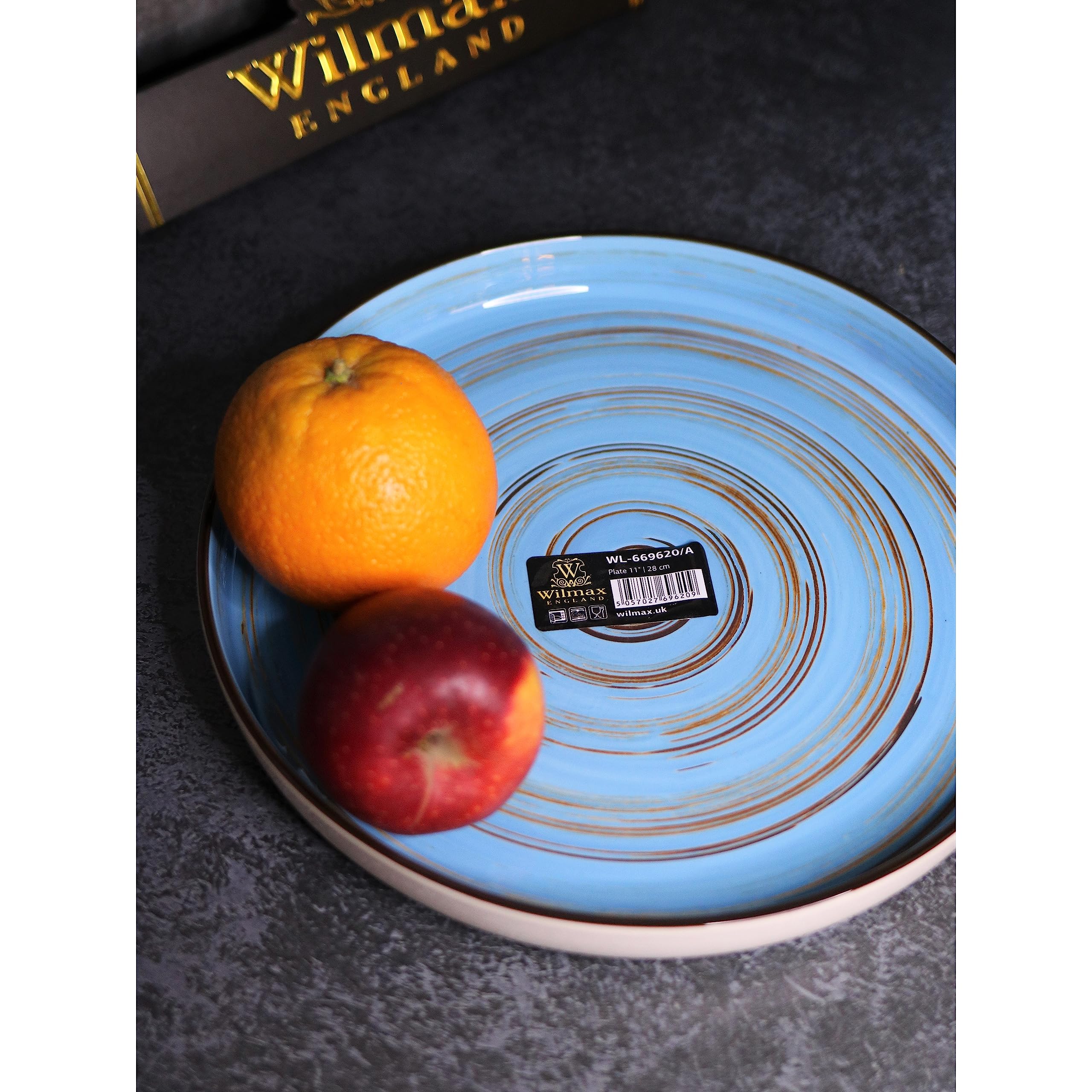 Wilmax WL-669620/A Porzellan Runden Speiseteller, Blau, 28cm Durchmesser