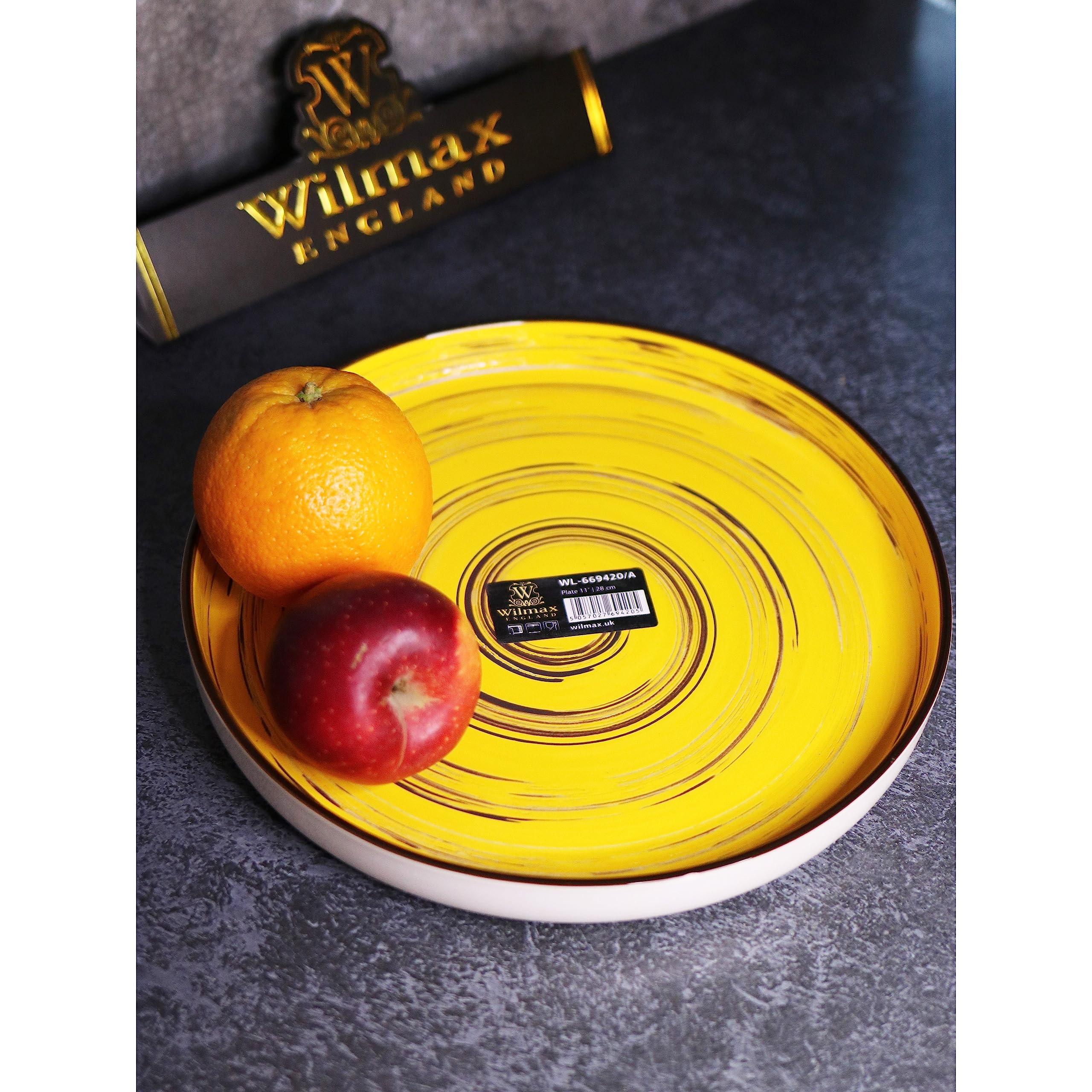 Wilmax WL-669420/A Porzellan Runden Speiseteller, Gelb, 28cm Durchmesser