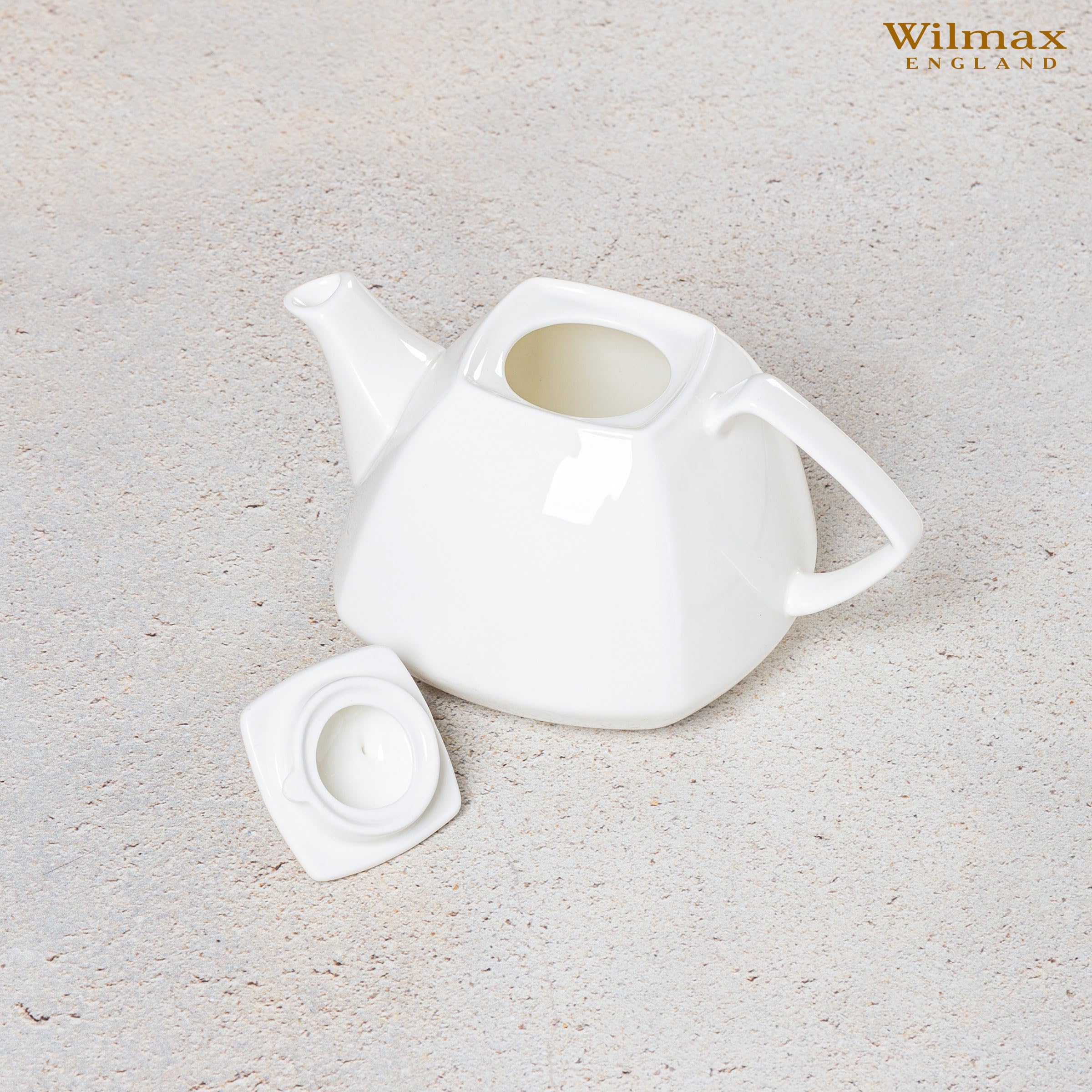 Wilmax WL-994041/1C Porzellan Teekanne, Weiss, 1050mL Kapazität