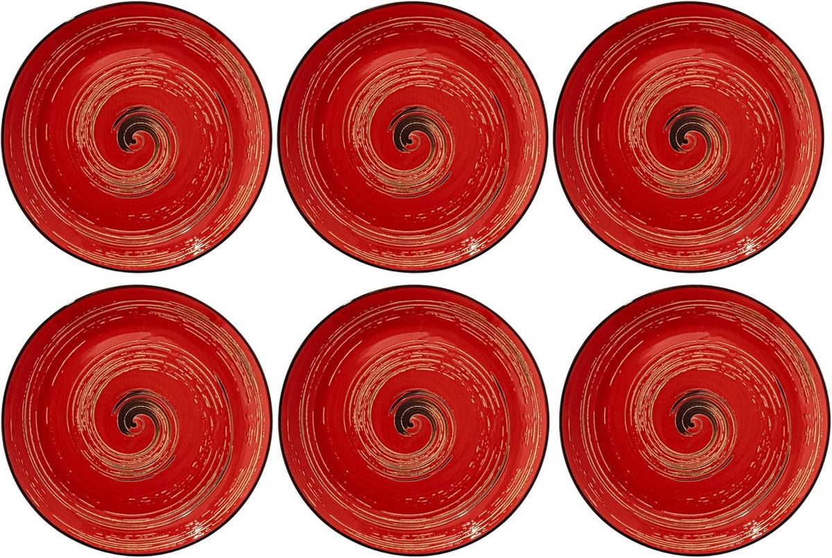 Wilmax Runde Porzellanteller 20.5 cm, 6er Set, rot – WL-669212/A6