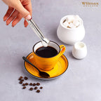 Wilmax Tasse mit Untertasse 300 ml 6er-Set Gelb aus Porzellan