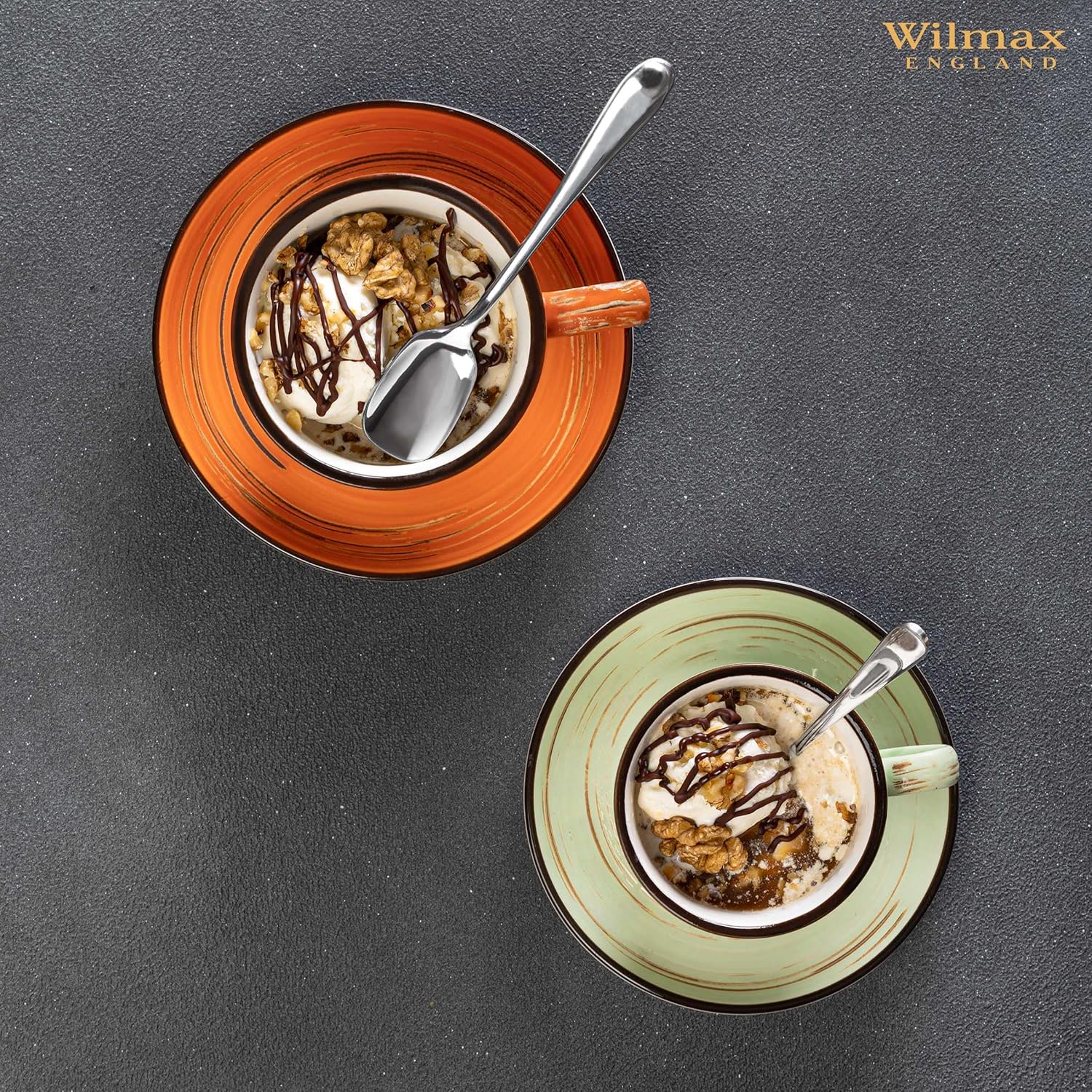 Wilmax SPIRAL Tassen mit Untertassen 6er Set 300 ml Porzellan WL-669MIX36
