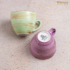 Wilmax Tasse mit Untertasse 300 ml 6er-Set Pistazie aus Porzellan