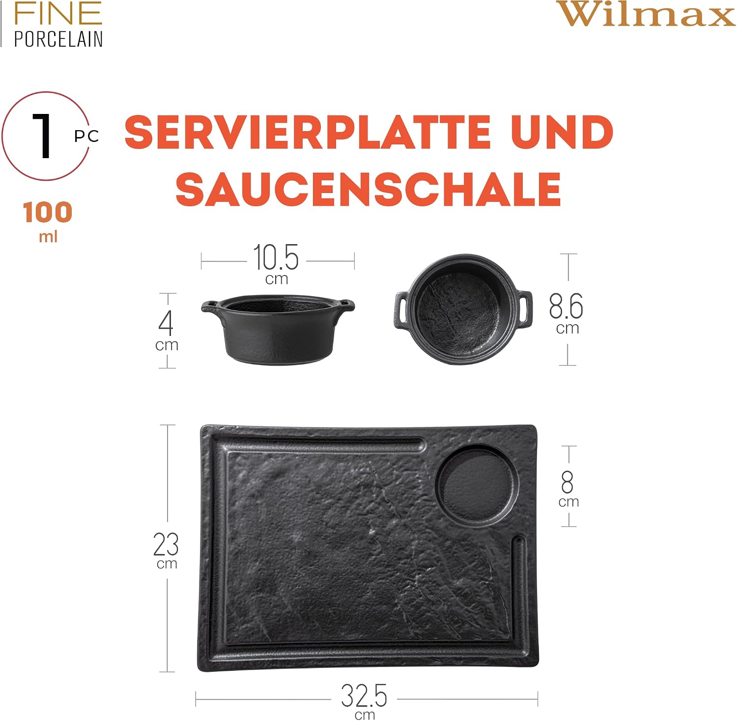 Wilmax Servierset 3-teilig Schwarz
