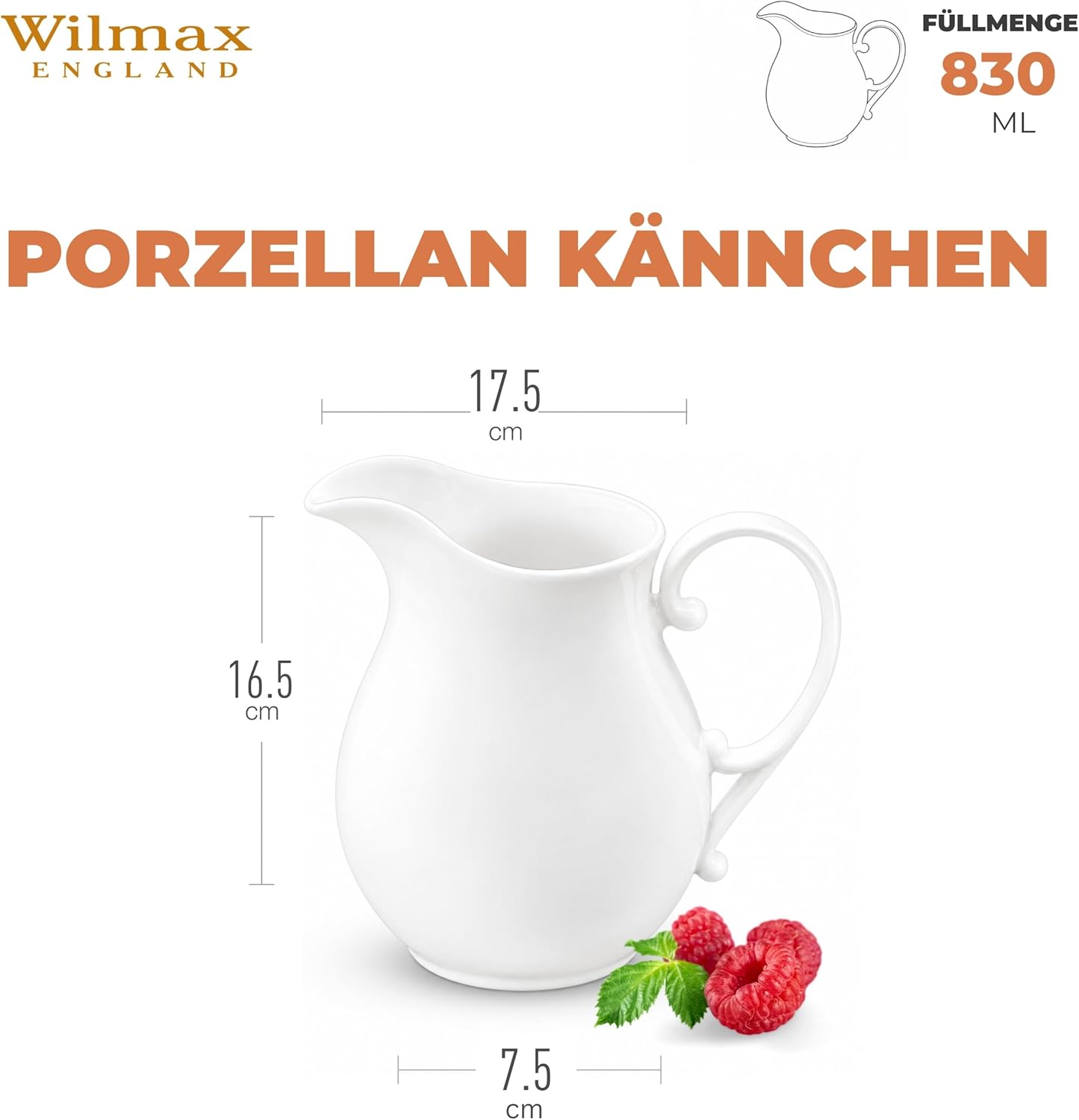 Wilmax Krug 830 ml Weiß aus Porzellan