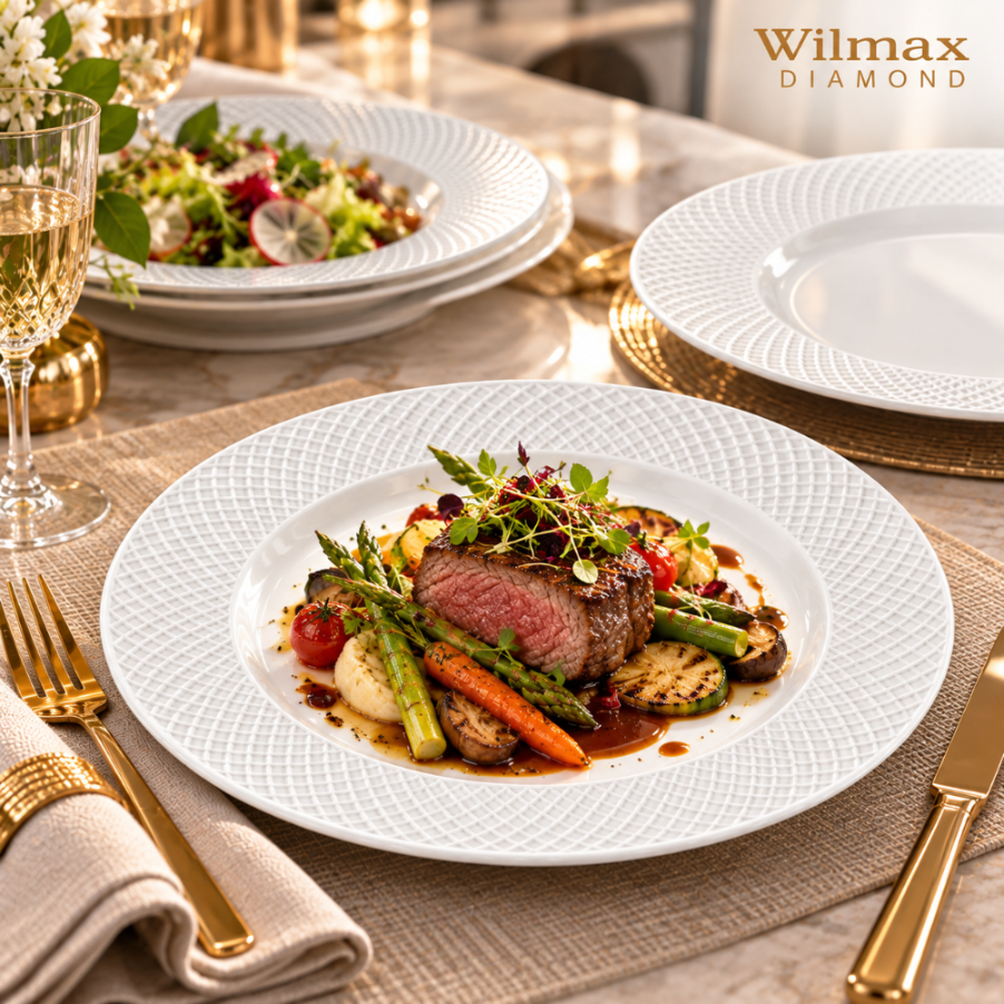 Wilmax Teller 28 cm Weiß aus Porzellan