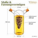 Wilmax Öl- und Essigflasche 250/50 ml Transparent aus Glas