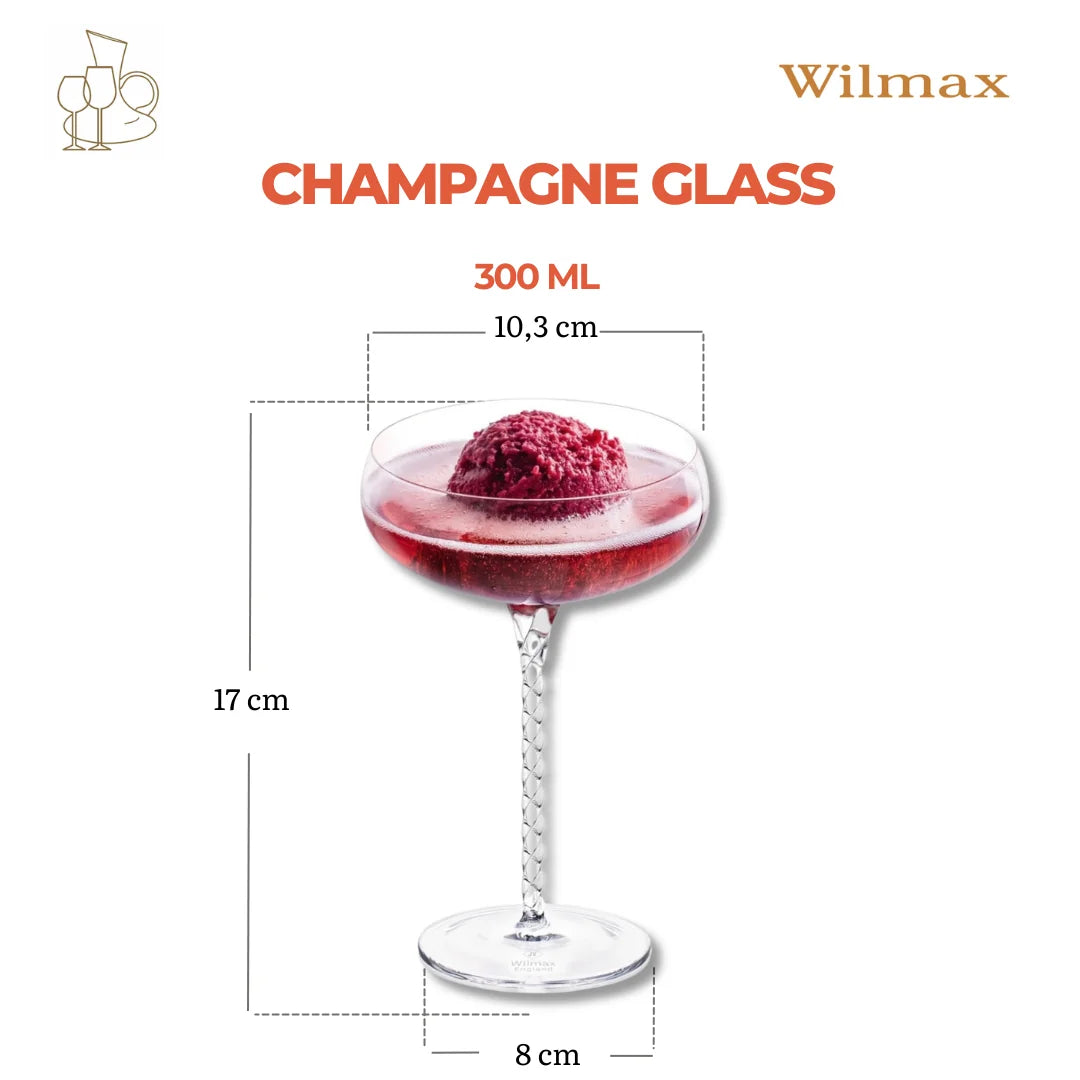 Wilmax Champagnerschale 300 ml 2er-Set Transparent aus Wilmax Crystalline-Serie