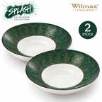 Wilmax Tiefer Teller 22,5 cm 1100 ml 2er-Set Grün aus Porzellan