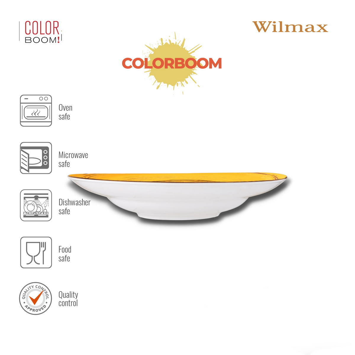Wilmax Tiefer Teller 25,5 cm 350 ml 2er-Set Gelb aus Porzellan