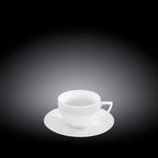 Wilmax Tasse mit Untertasse 90 ml 6er-Set Weiß aus Porzellan