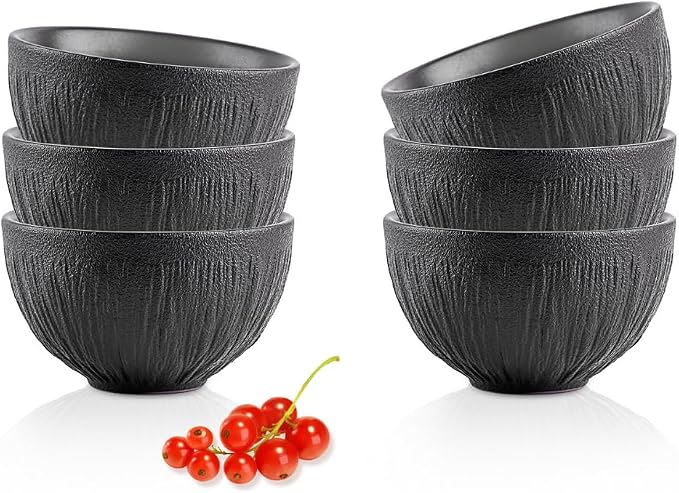 Wilmax Schale 250 ml 6er-Set Schwarz aus Porzellan
