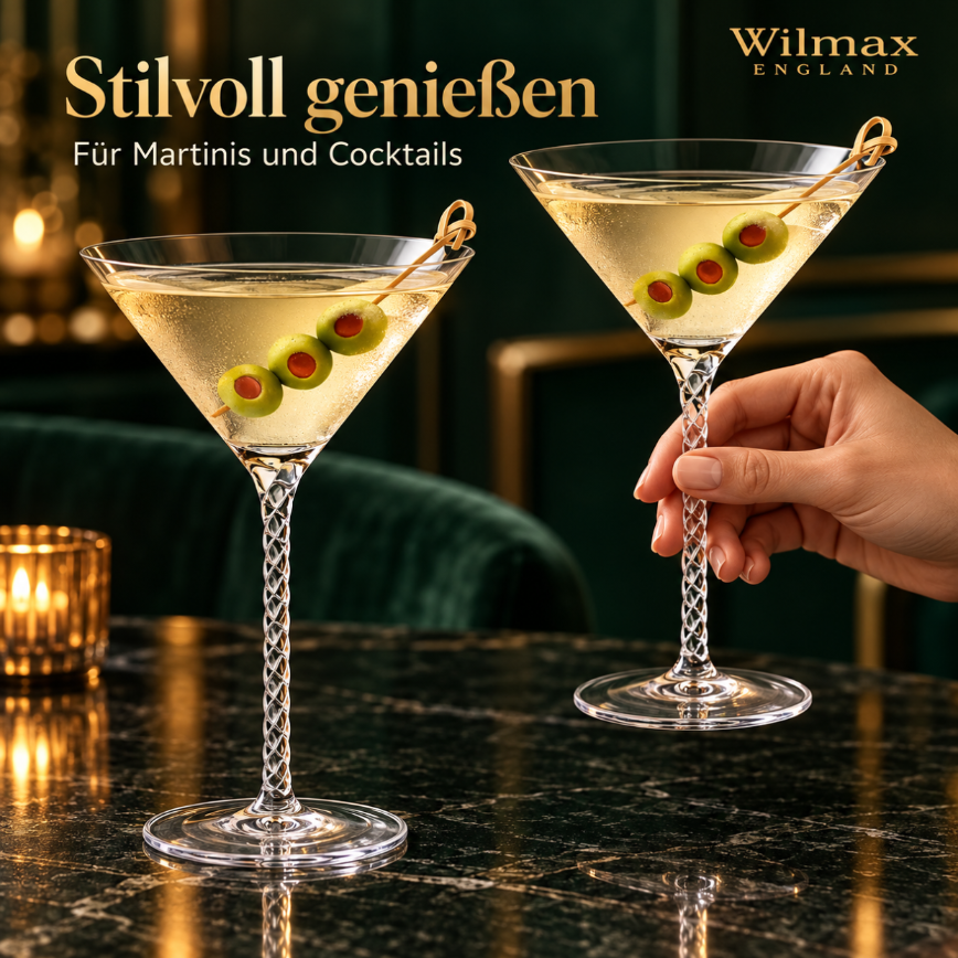 Wilmax Martiniglas 200 ml 2er-Set Transparent aus Wilmax Crystalline-Serie