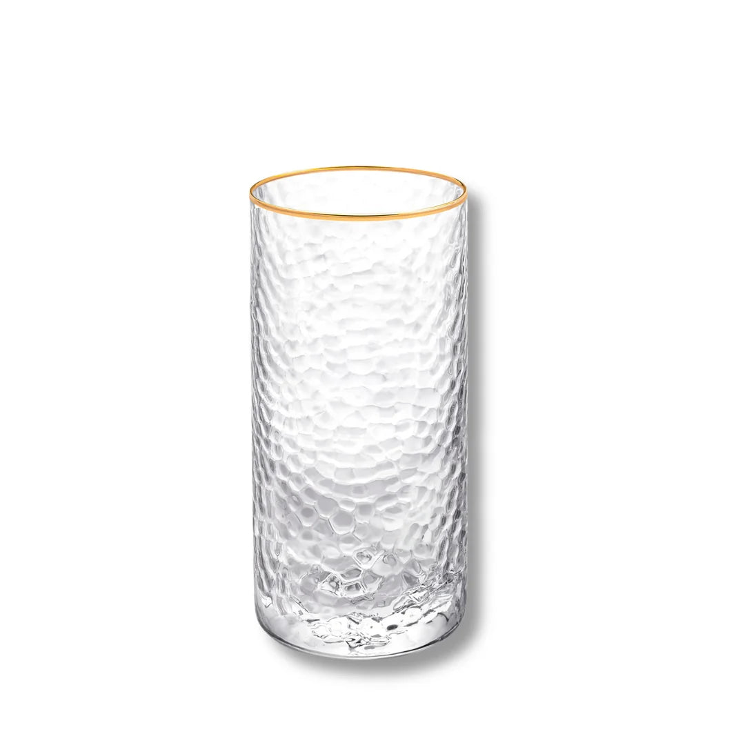 Wilmax Gehämmertes Glas 290 ml Transparent mit Goldrand aus Borosilikatglas