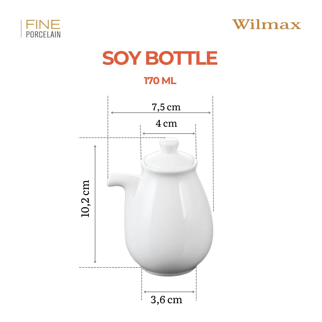 Wilmax Sojasaucenflasche 170 ml Weiß aus Porzellan