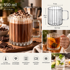 Wilmax Hitzebeständiger Glasbecher mit Henkel 550 ml Transparent aus Glas