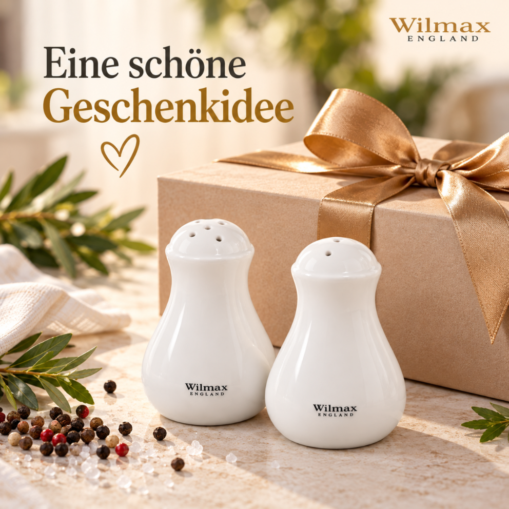 Wilmax Salz- und Pfefferstreuer 2-teilig Weiß aus Porzellan