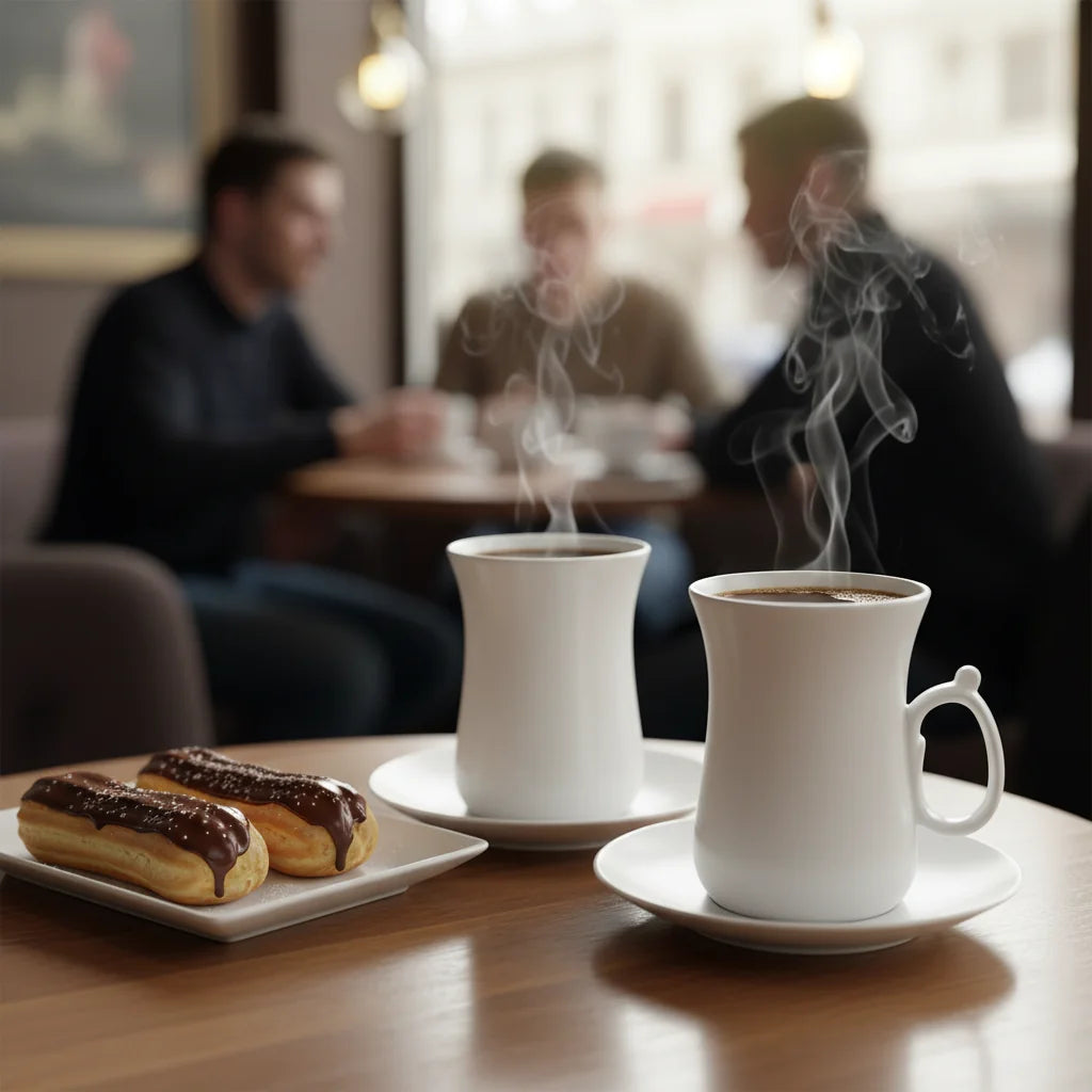 Wilmax Tasse mit Untertassen 6er-Set Weiß aus Porzellan