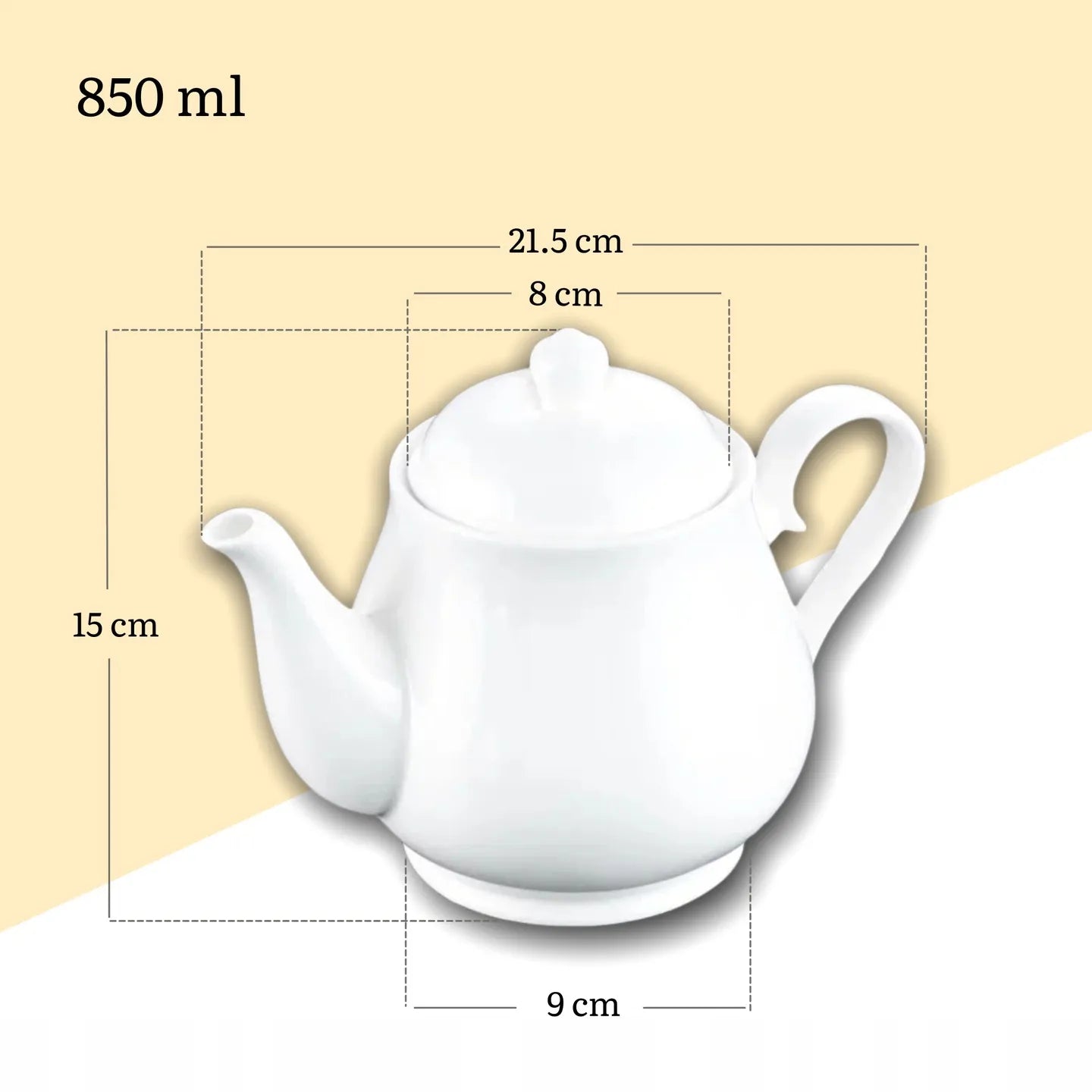 Wilmax Kaffee- und Teekanne mit integriertem Ausgusssieb 850 ml Weiß aus Porzellan