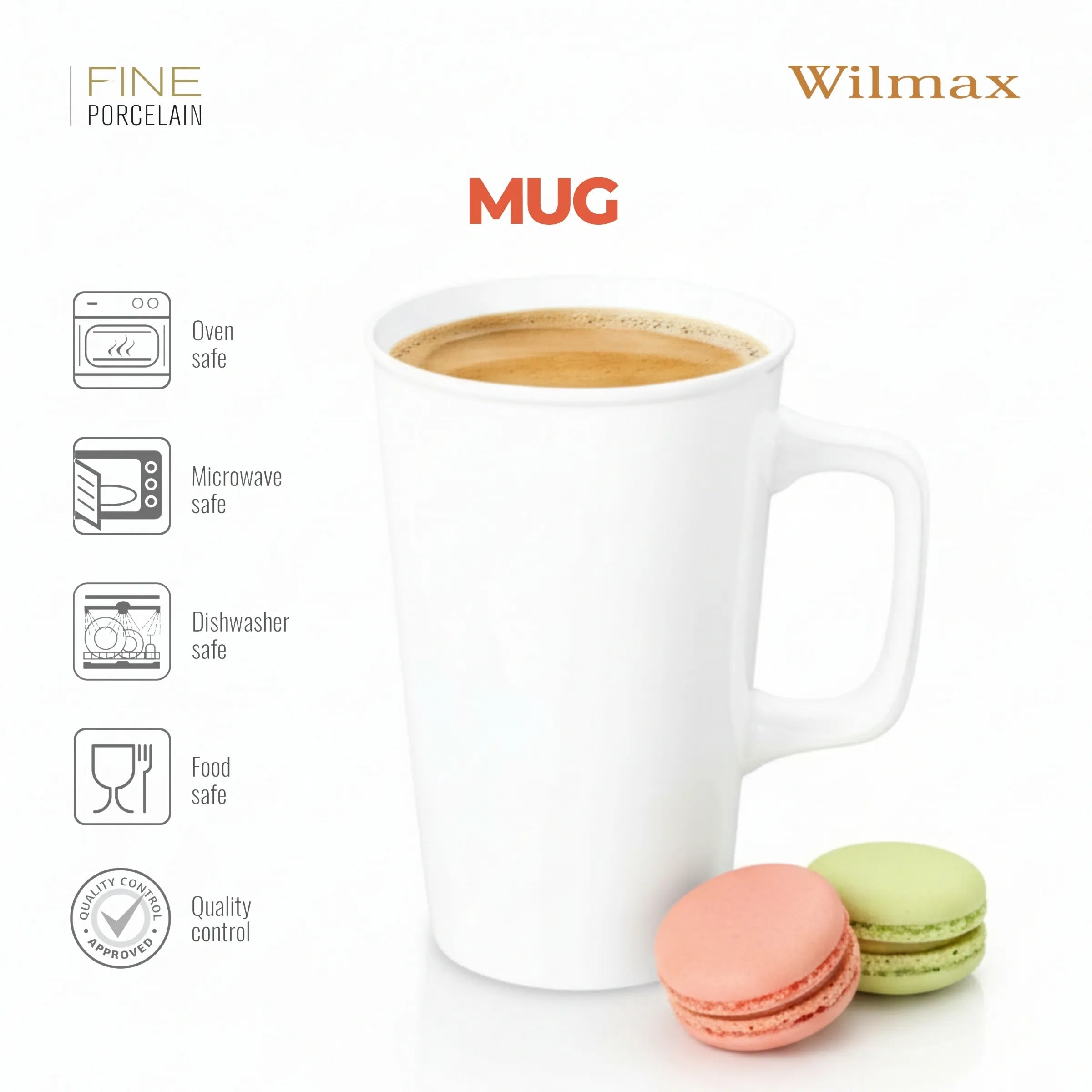 Wilmax Becher 500 ml Weiß aus Porzellan
