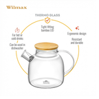 Wilmax Teekanne 1200 ml mit Bambusdeckel Transparent aus Thermoglas