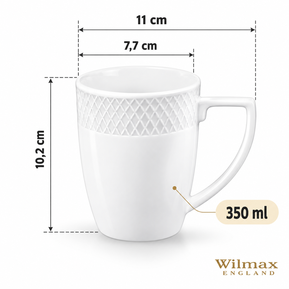 Wilmax Tasse 350 ml 2er-Set Weiß aus Porzellan