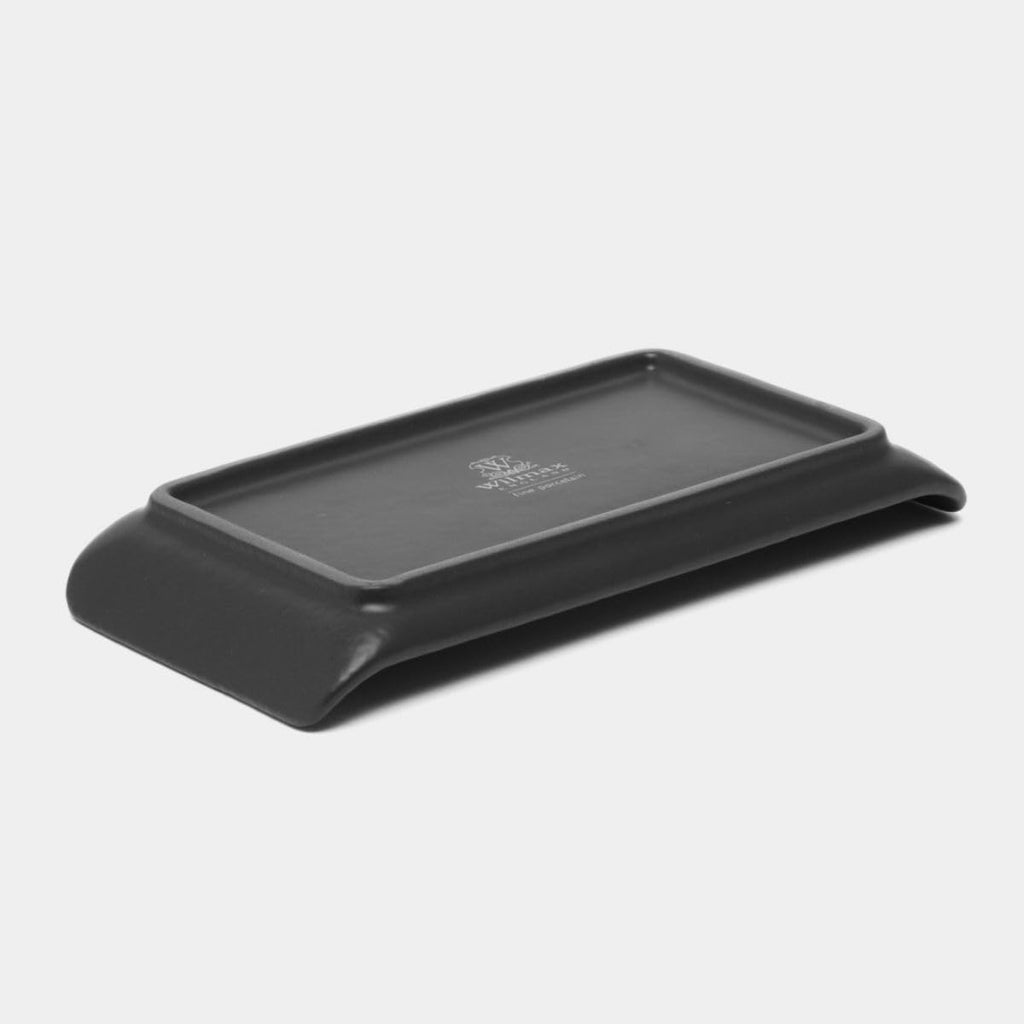 Wilmax Servierplatte 15 × 8 cm 6er-Set Schwarz aus Porzellan