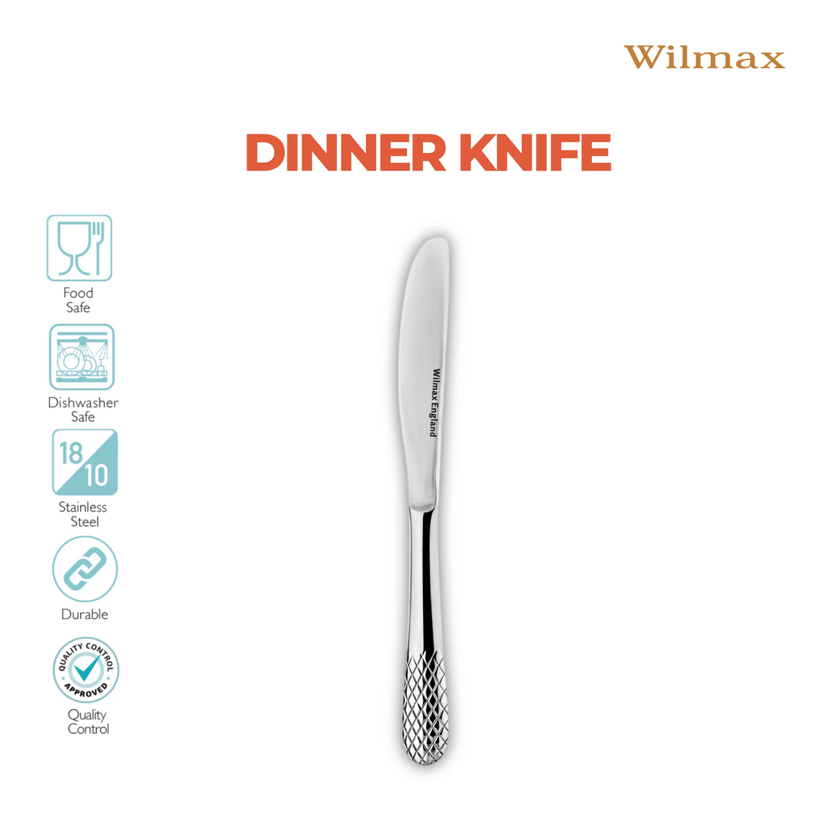 Wilmax Tafelmesser 22 cm 6er-Set Silber aus Edelstahl