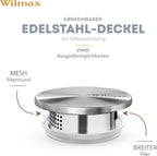 Wilmax Krug 1000 ml mit Edelstahldeckel und Filter Transparent aus Thermoglas