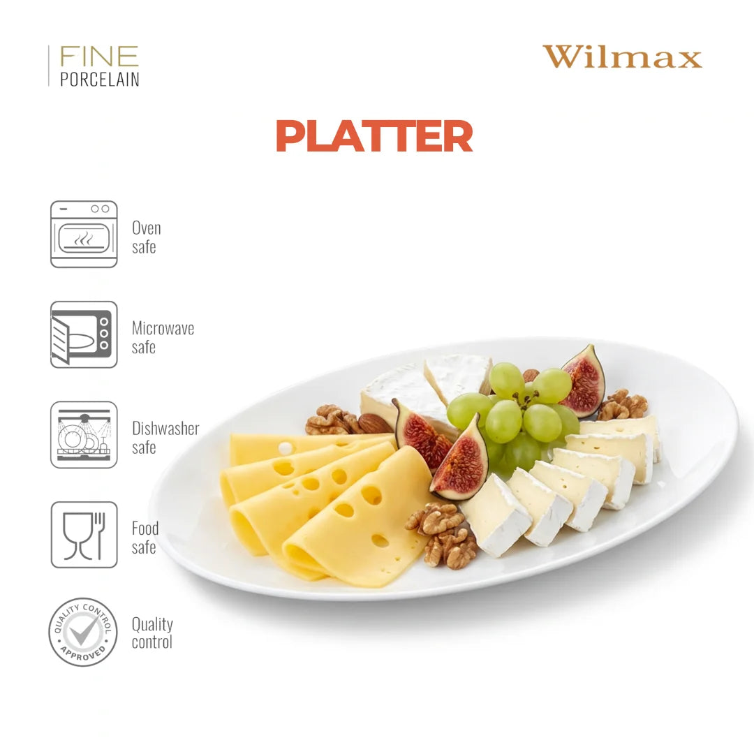 Wilmax Platte 36 cm Weiß aus Porzellan