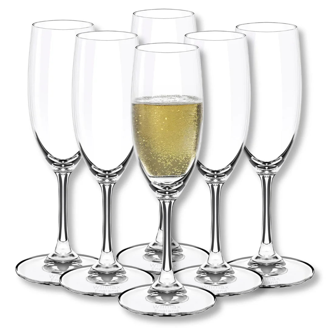 Wilmax Champagnerflöte 230 ml 6er-Set Transparent aus Wilmax Crystalline-Serie
