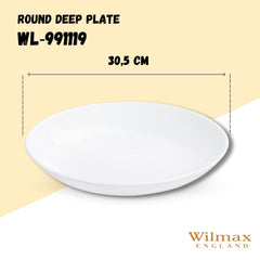 Wilmax Round Deep Serving Plate 30.5 cm Porcelain WL-991119/A