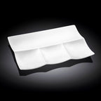 Wilmax Servierplatte 30 x 20 cm mit 4 Fächern aus Porzellan, Weiß WL-992598/A