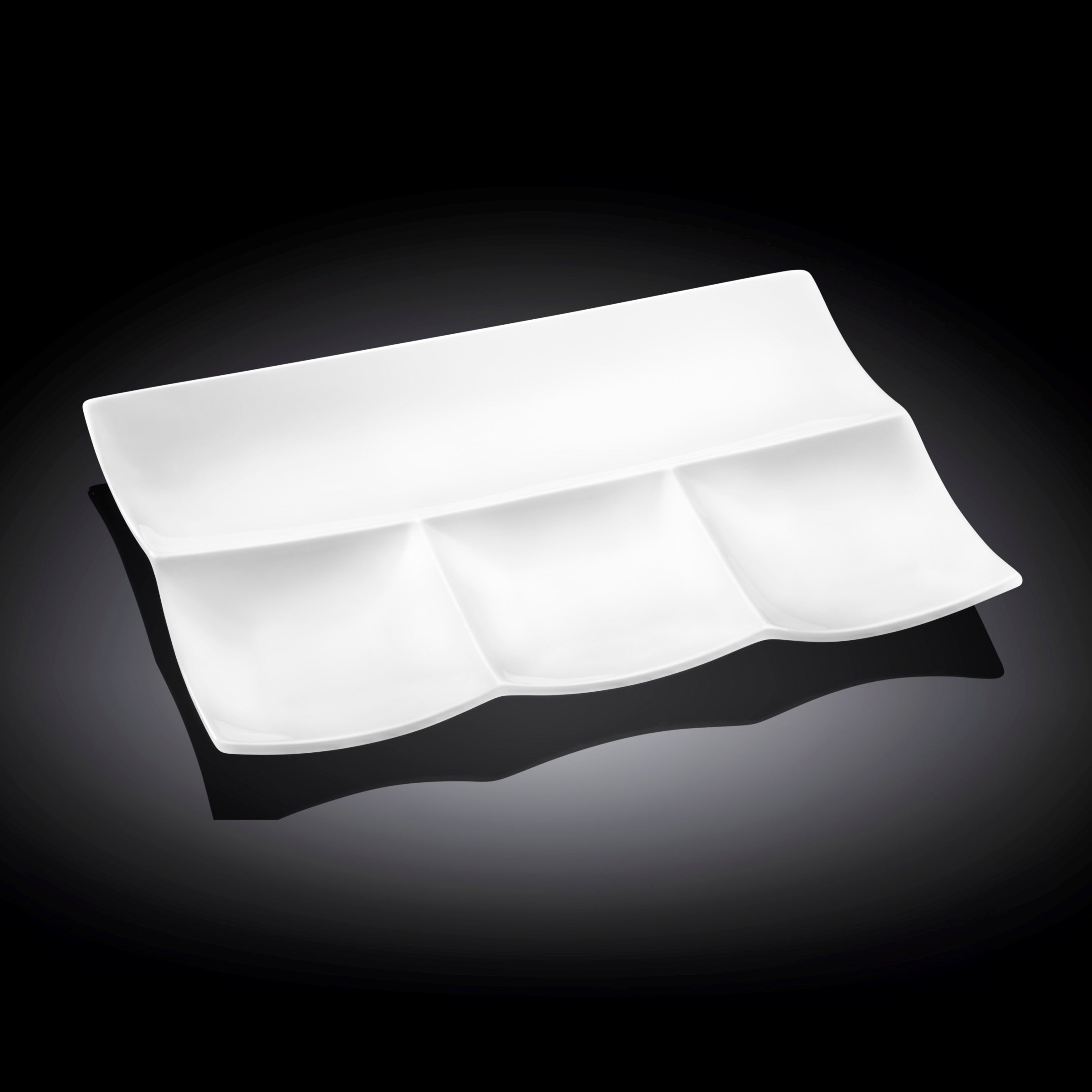 Wilmax Servierplatte 30 × 20 cm mit 4 Fächern Weiß aus Porzellan