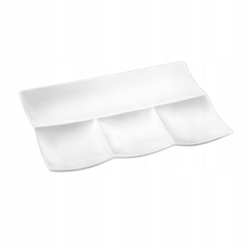 Wilmax Servierplatte 30 × 20 cm mit 4 Fächern Weiß aus Porzellan