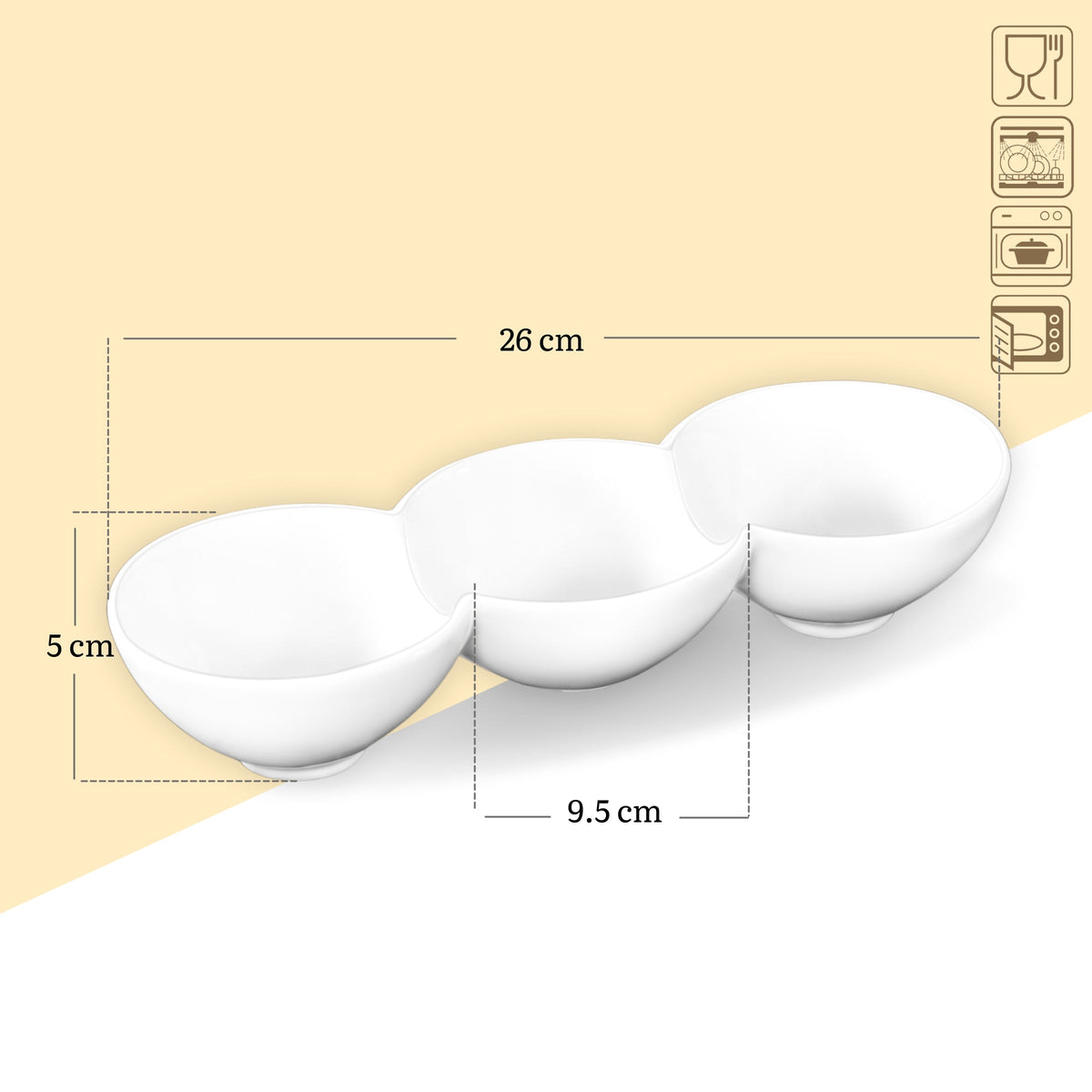 Wilmax Geteilter Teller 26 cm Weiß aus Porzellan