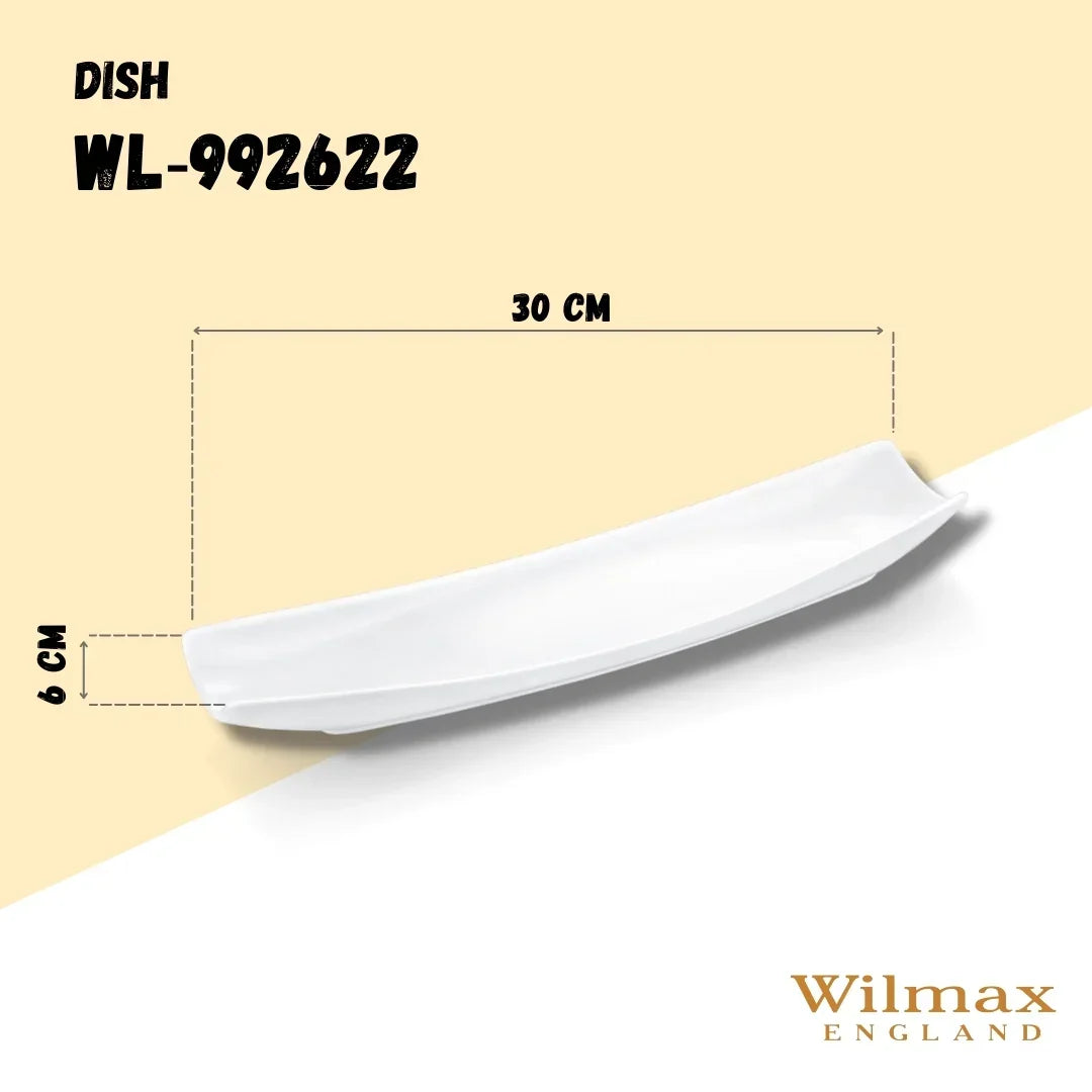 Wilmax Servierplatte 30 × 10 cm Weiß aus Porzellan