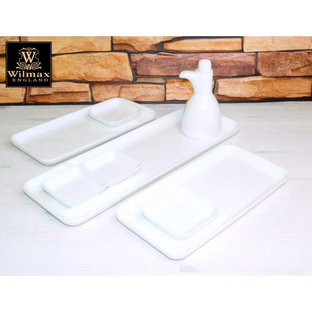 Wilmax Servierplatte 39 × 13 cm Weiß aus Porzellan