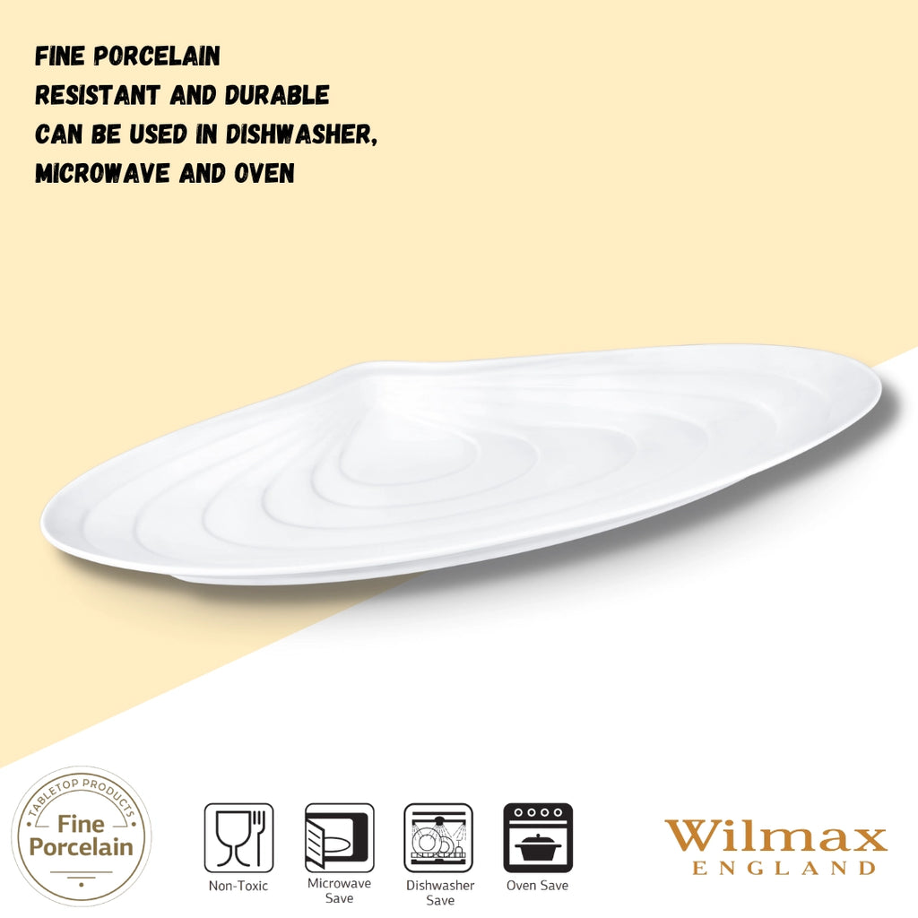 Wilmax Fischplatte 63 x 24 cm aus Porzellan, Weiß WL-992808/A