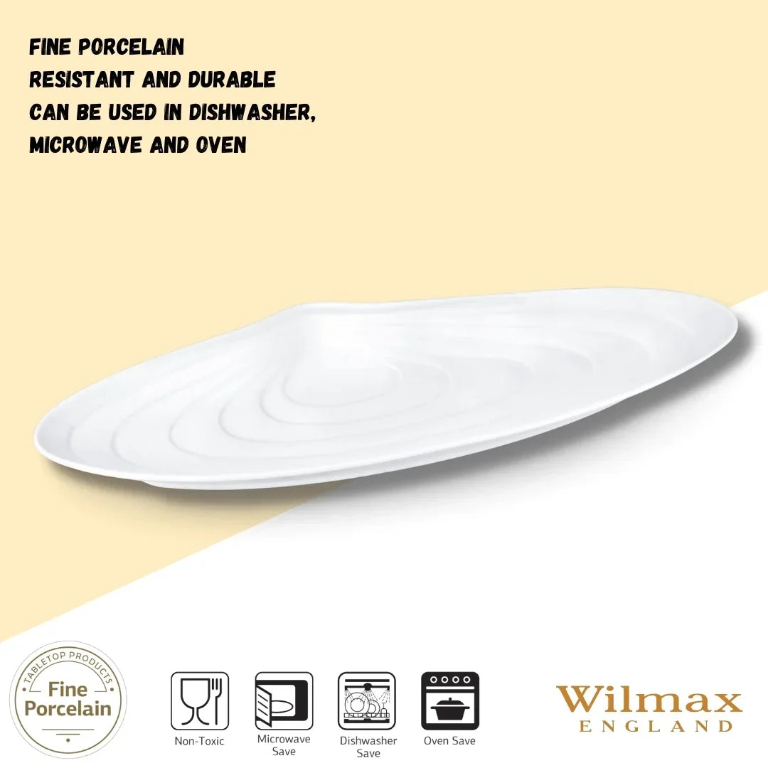 Wilmax Fischplatte 63 × 24 cm Weiß aus Porzellan